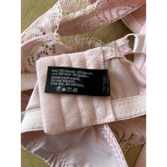 Pure Beauty Pink Full Coverage Lace Underwire Overbust 40C Butterfly Back Cross - Picture 6 of 8